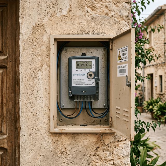 Spanish smart electricity meter in an external cabinet